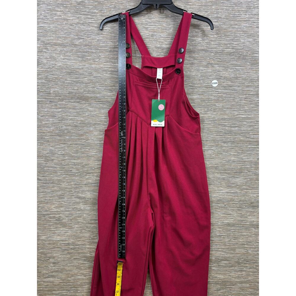 Halara Overalls Womens XS Pink Knit Square Neck Button Strap Jogger One Piece - Picture 7 of 8